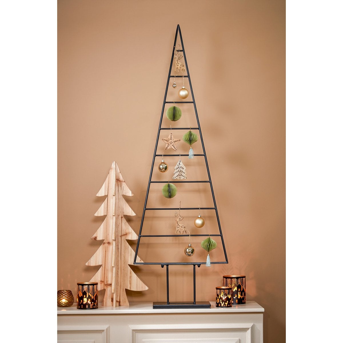 Houten kerstboom naturel, 78 cm hoog