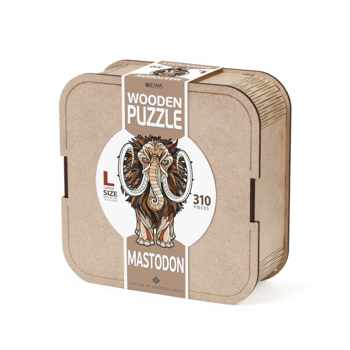 Houten legpuzzel mammoet L 310 stukjes, 54 x 40 cm