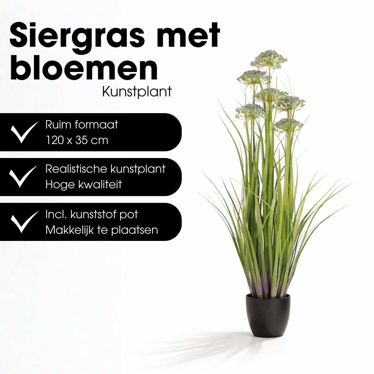 Engelwortel kunstplant met pot, groen en paars, 120 cm