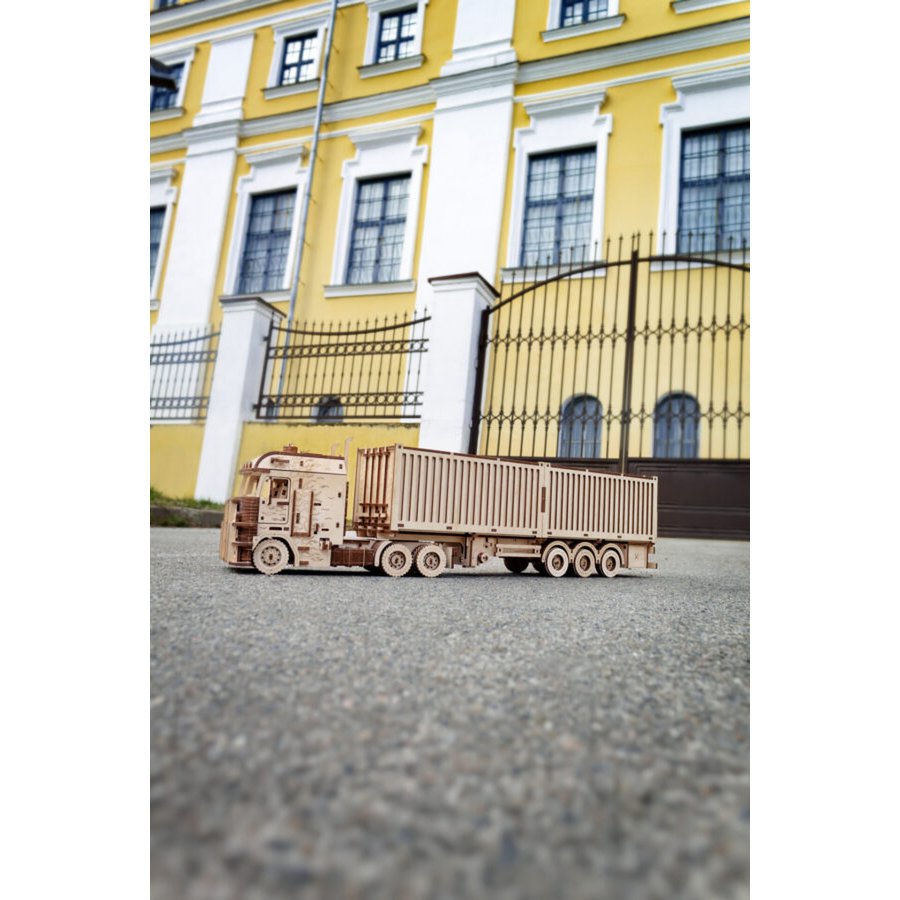 3D mechanische houten puzzel container oplegger Road King 52,3 × 10,8 × 16,9 cm – 238 stukjes