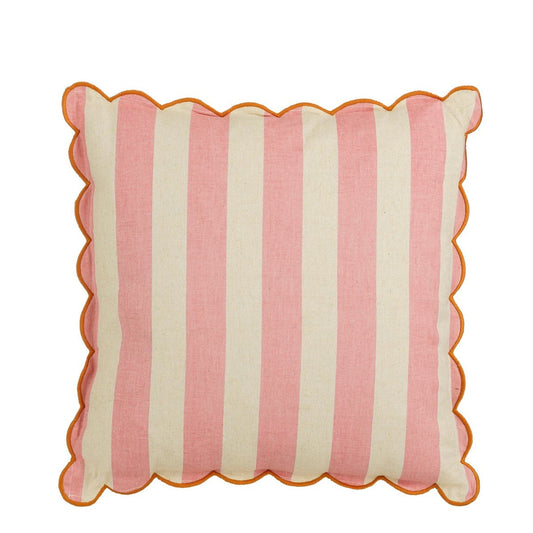 Sierkussen gestreept roze off white, 45 x 45 cm