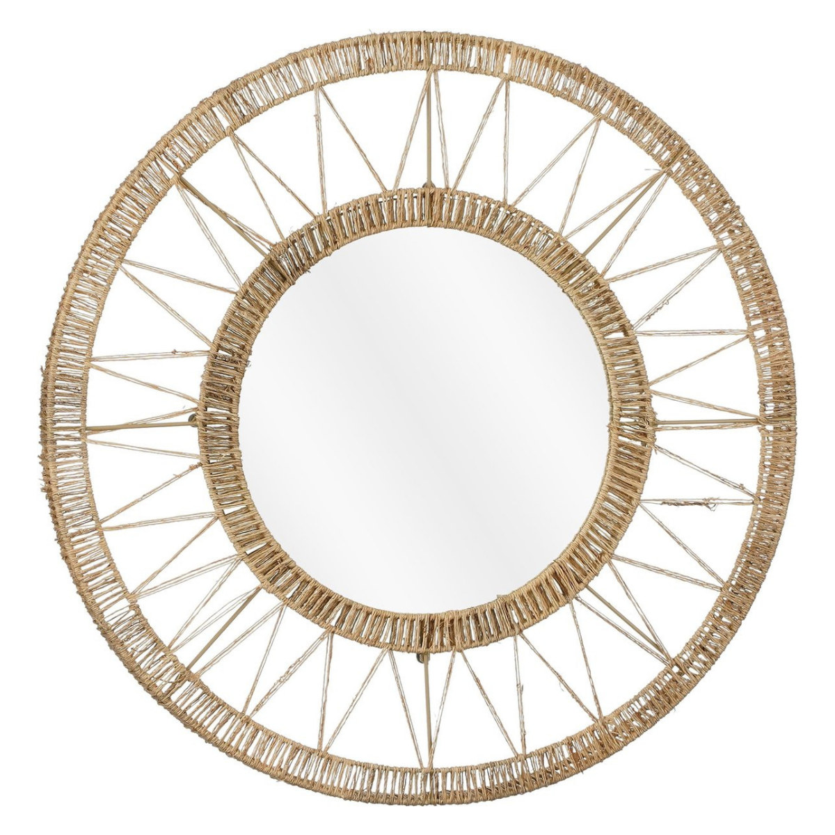 Ludy wandspiegel, jute, lichtbruin, Ø 60 cm