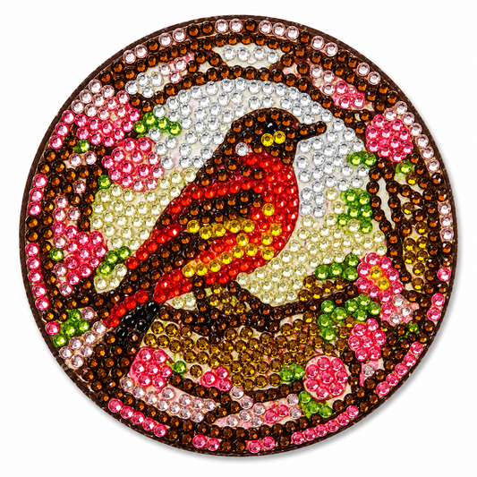 Vink onderzetter, diamond painting voltooid, 9,5 cm