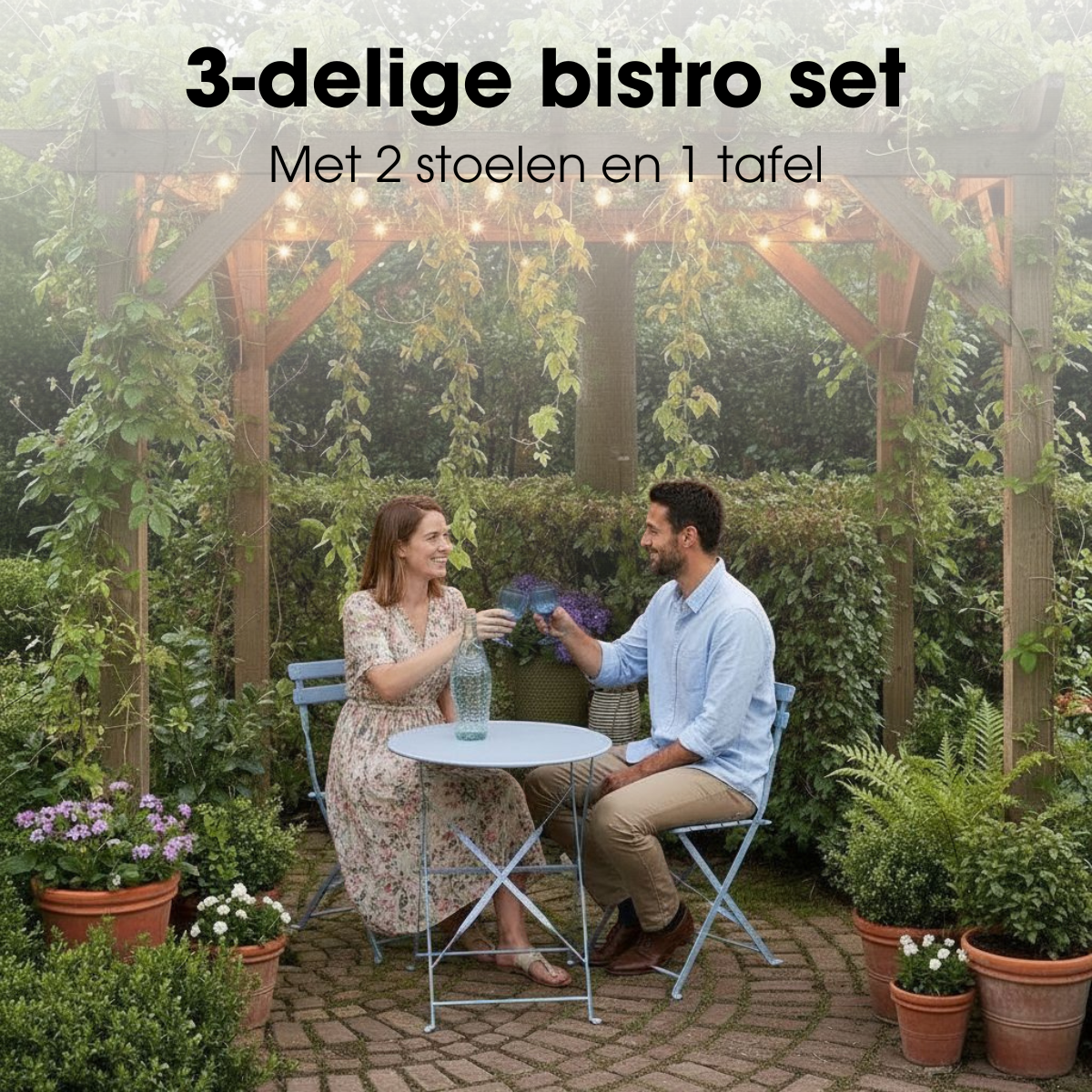 Lichtblauwe bistroset Laurence 3-delig