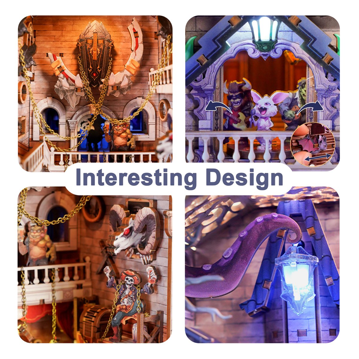 Monster Carnival book nook, 10,7 × 18,2 × 28,3 cm