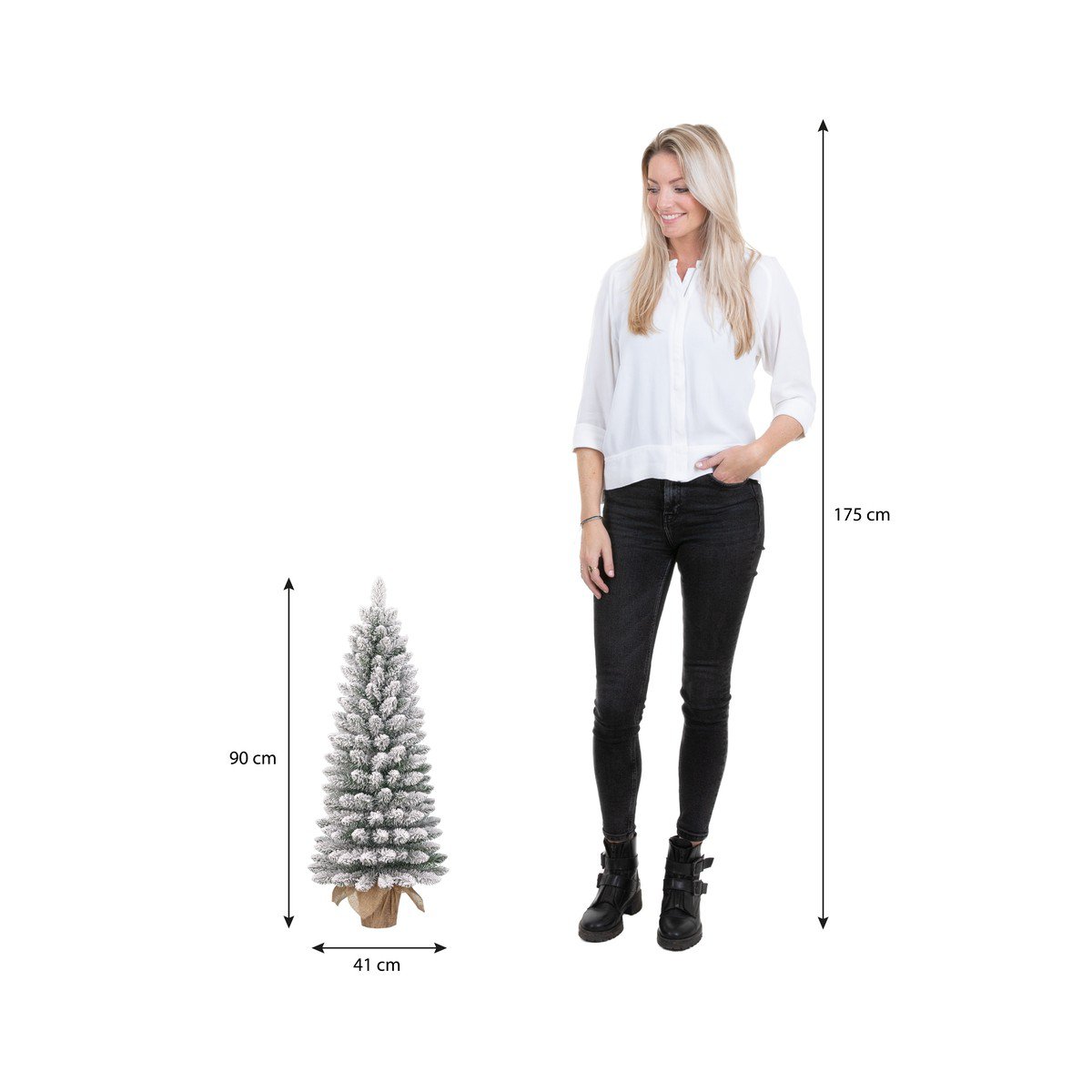 Gerlos besneeuwde kunstkerstboom in jute, 90 cm, Ø 41 cm