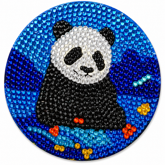 Panda onderzetter, diamond painting voltooid, 9,5 cm