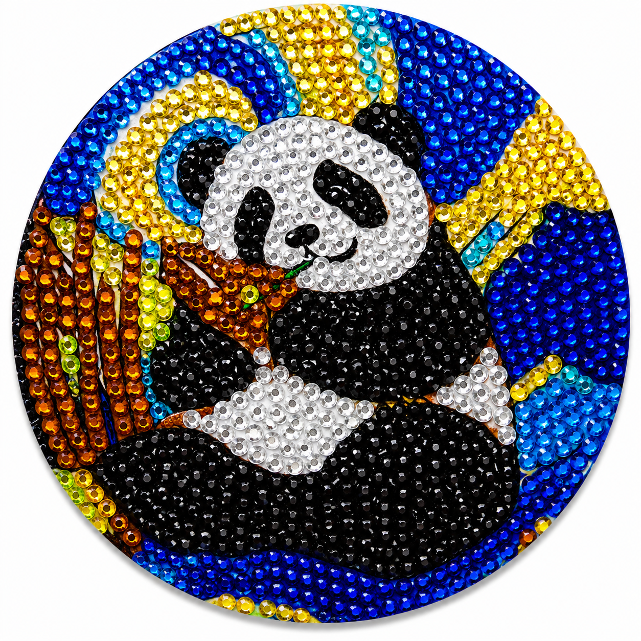 Panda onderzetter, diamond painting voltooid, 9,5 cm