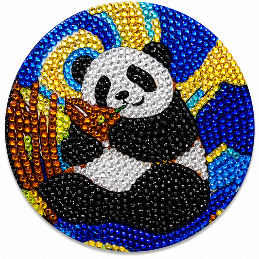 Panda onderzetter, diamond painting voltooid, 9,5 cm