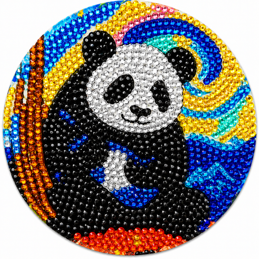 Panda onderzetter, diamond painting voltooid, 9,5 cm