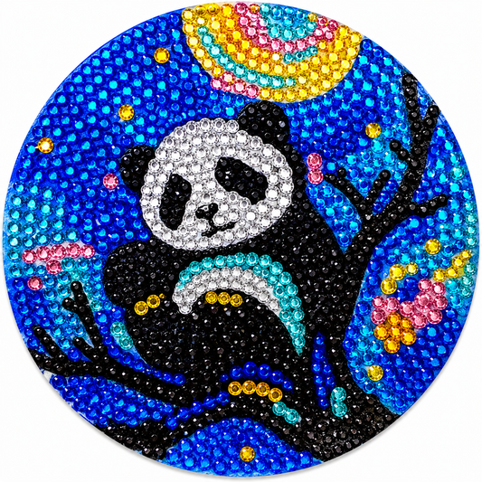Panda onderzetter, diamond painting voltooid, 9,5 cm