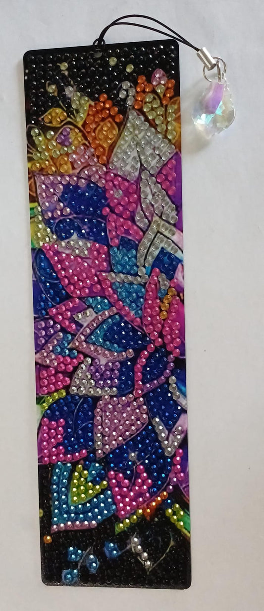 Mandala boekenlegger met kristalhanger, diamond painting, 5,5 × 19,5 cm