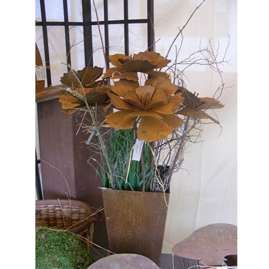 Roestmetalen tuinsteker klaproos, 60 cm