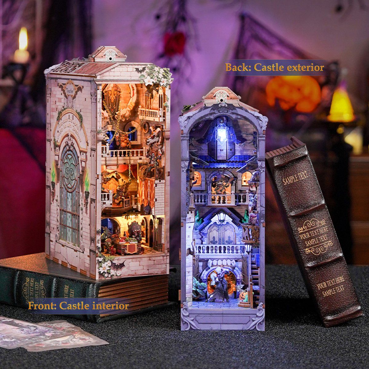 Monster Carnival book nook, 10,7 × 18,2 × 28,3 cm