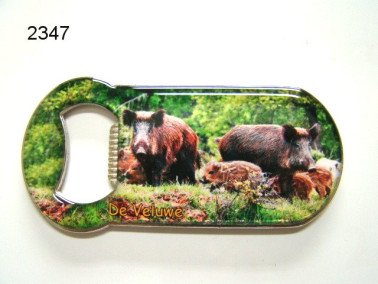 Veluwe/wild zwijn flesopener met magneet