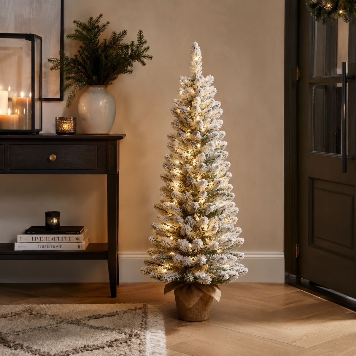 Gerlos besneeuwde kunstkerstboom met verlichting, 120 cm, Ø 51 cm