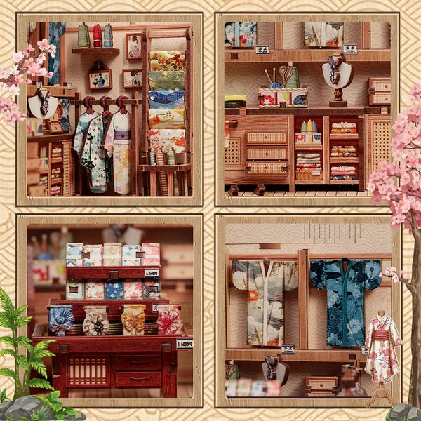 Sakura O Kimono Shop miniatuurhuisje, 14 × 13 × 19 cm