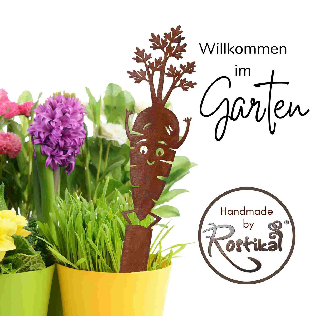 Wortel tuinsteker met roestpatina, 22,5 cm
