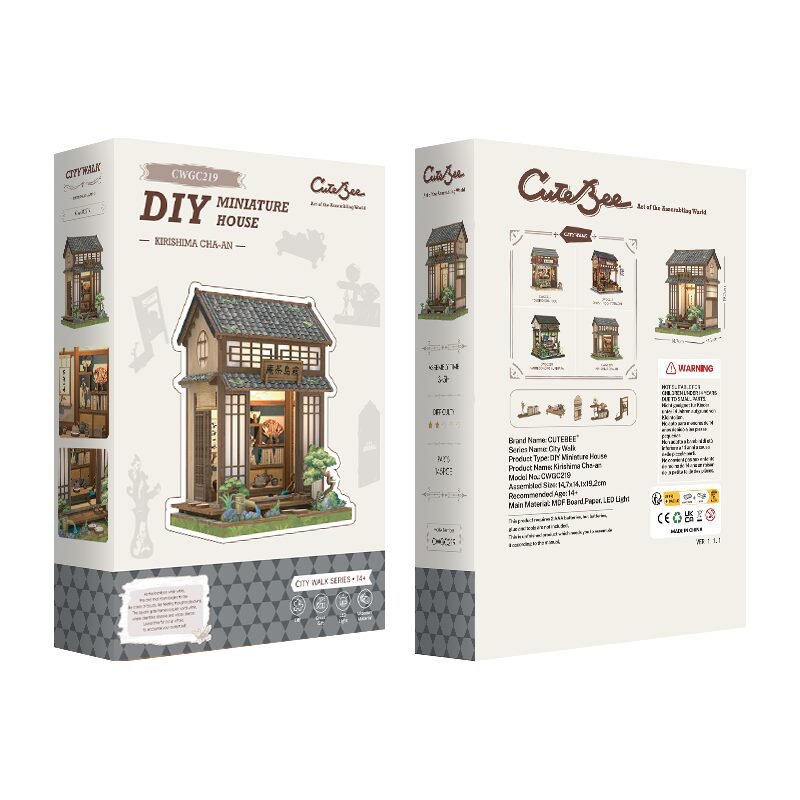 DIY miniatuur theehuis met verlichting, 14,1 x 14,7 x 19,2 cm