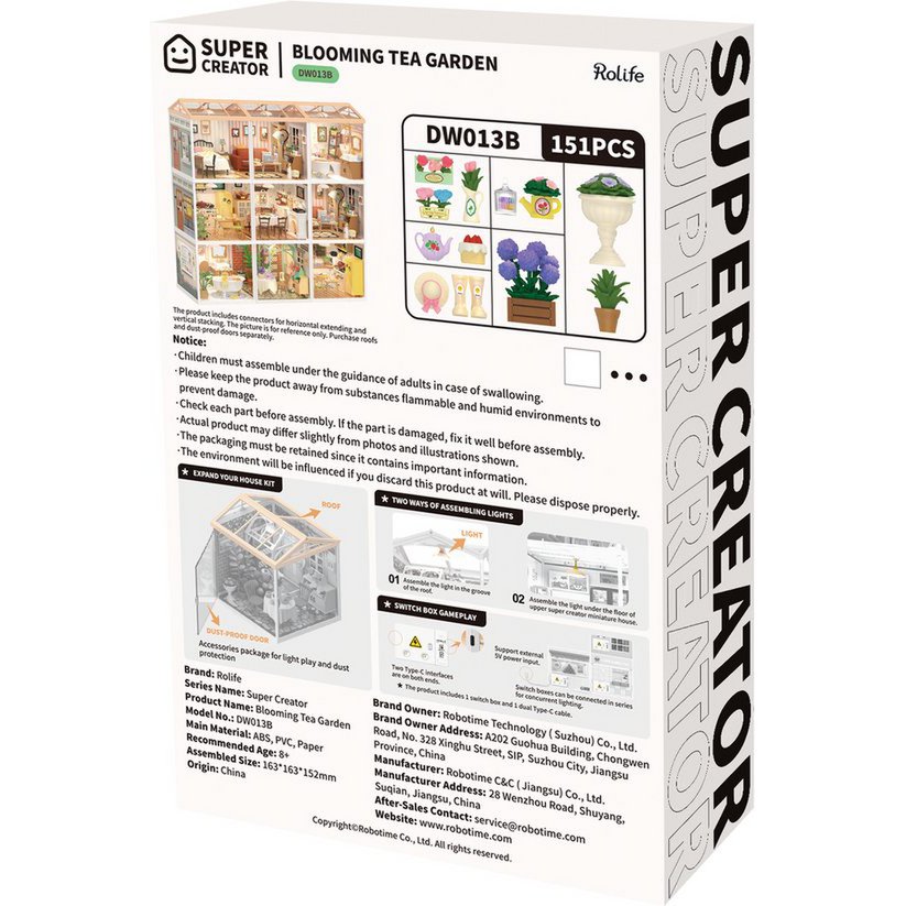 DIY miniatuur blooming tea garden met led, 16,3 x 16,3 x 15,2 cm