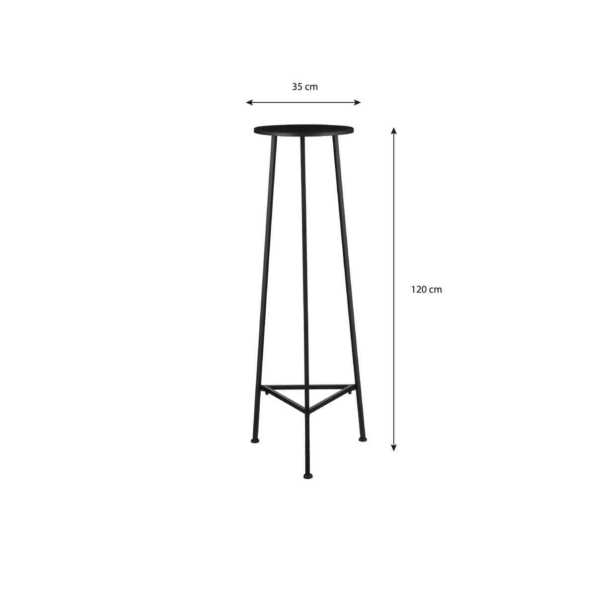 Adine plantentafel, zwart, 120 × Ø 35 cm