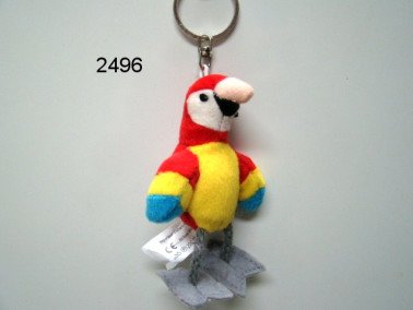 Papegaai sleutelhanger pluche, 10 cm