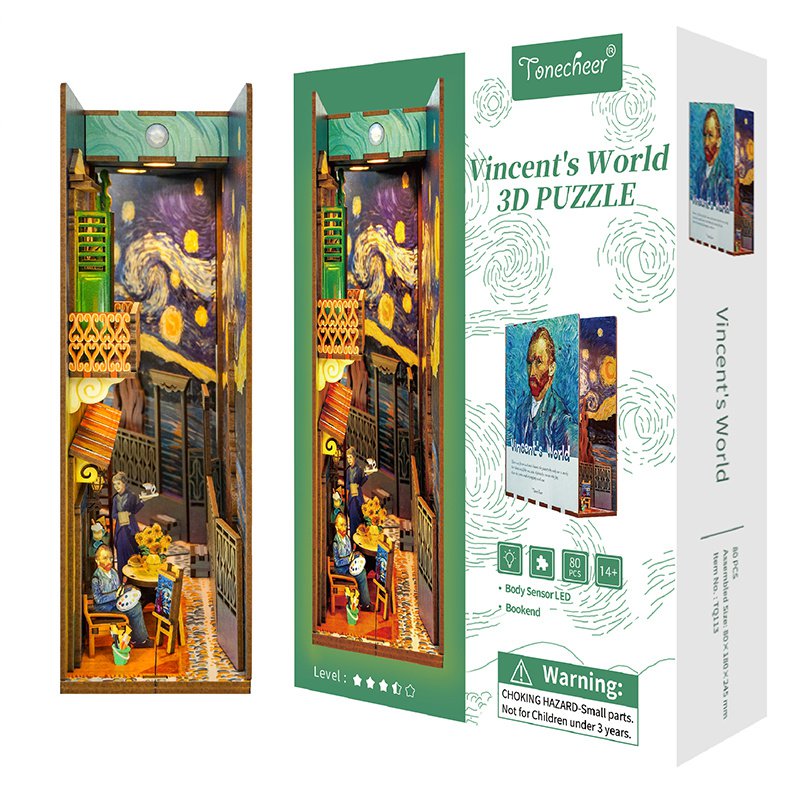 DIY book nook Vincent’s world bookend, 24,5 cm