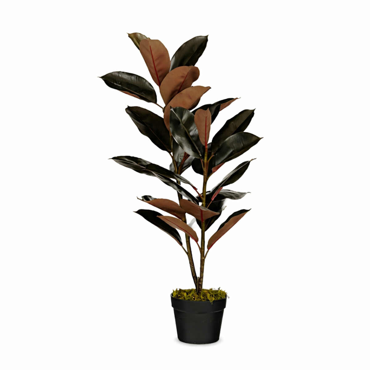 Rubberplant kunstplant, roodbruin, 90 cm, Ø70 cm