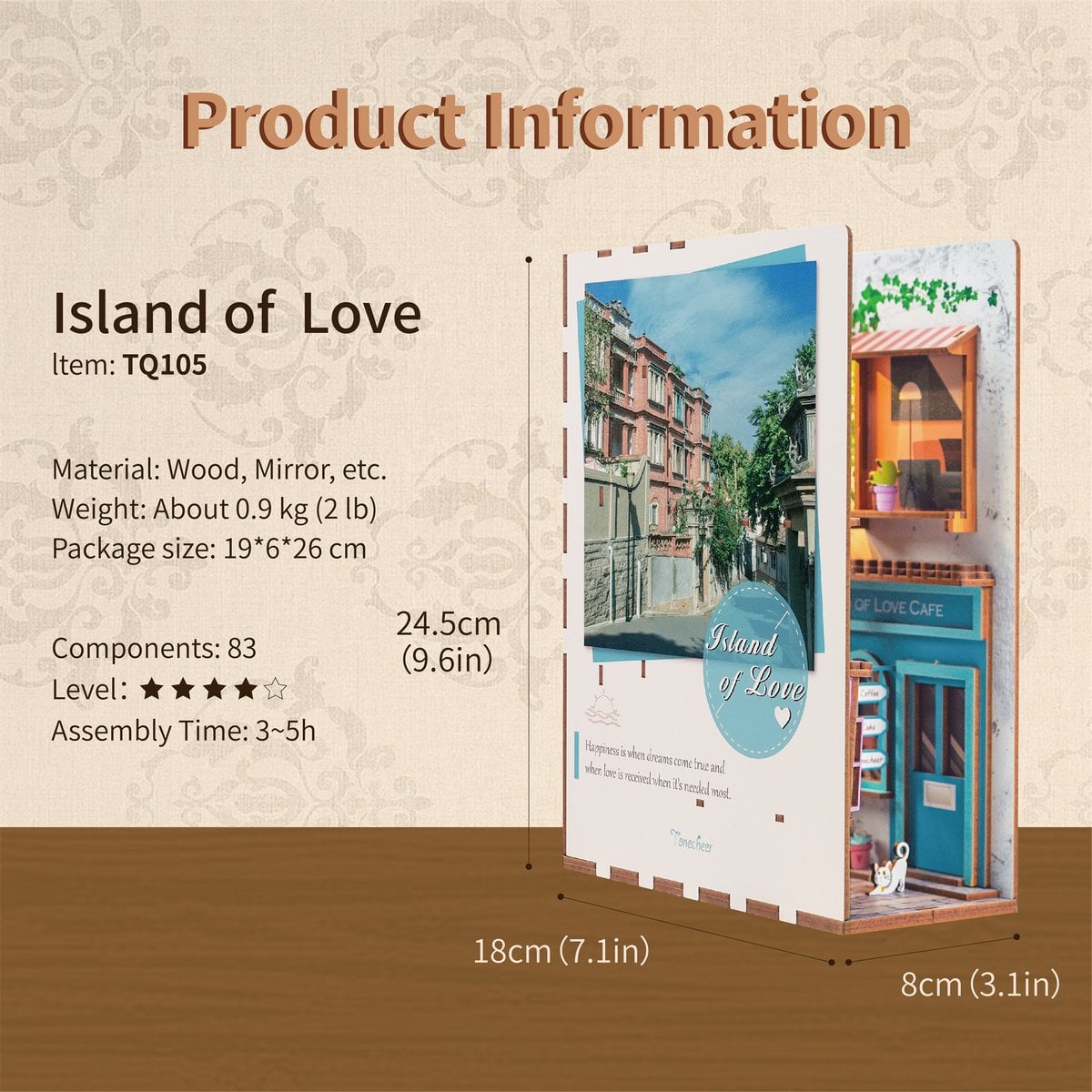 DIY book nook Island of love, 24,5 cm