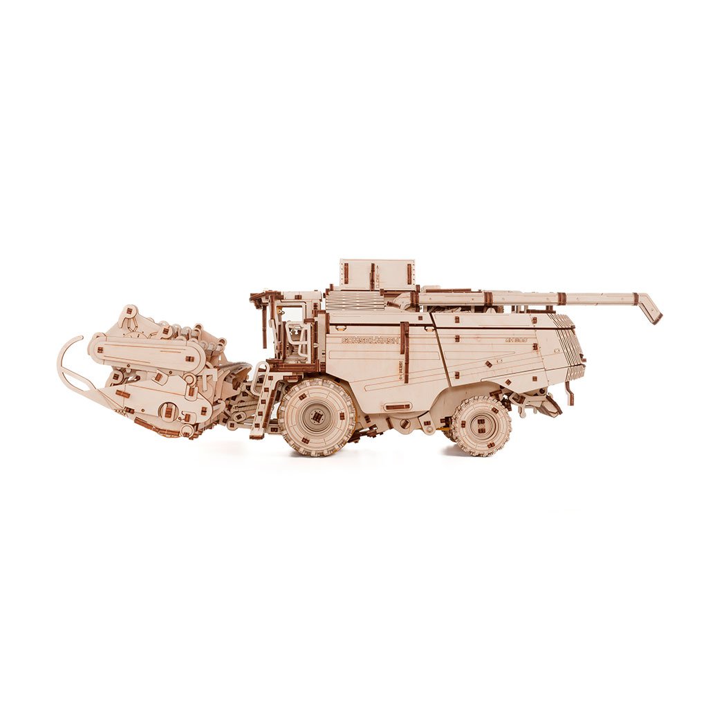 3D mechanische houten puzzel graan combine harvester, 52,7 × 45,8 × 18,7 cm – 864 stukjes