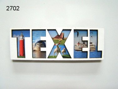 Texel lettermagneet, hout