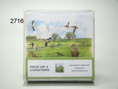 Weidevogels onderzetters, 4 stuks