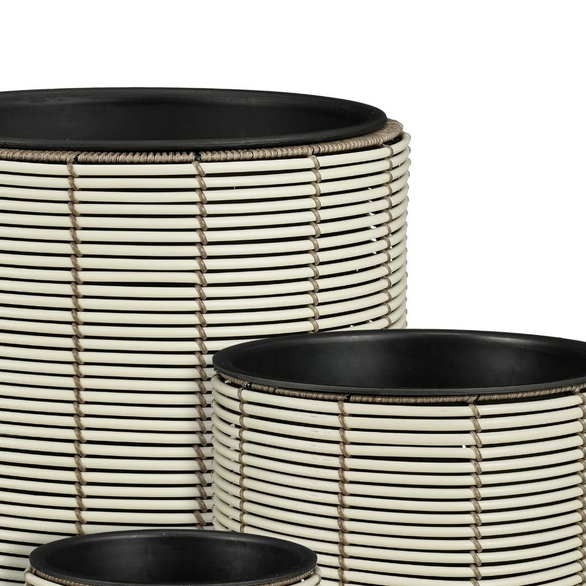 Cesena bloempottenset wit, set van 3, gevlochten look