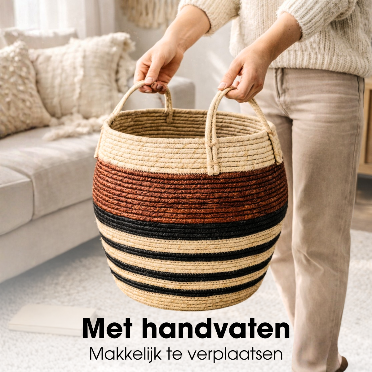 Opbergmanden, set van 2 stuks, bruin met zwart