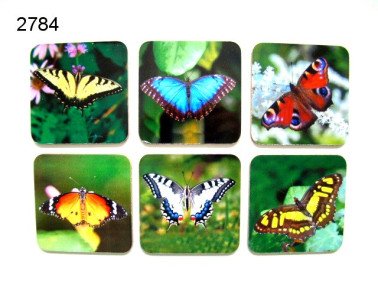 Vlinder onderzetters, 6 stuks