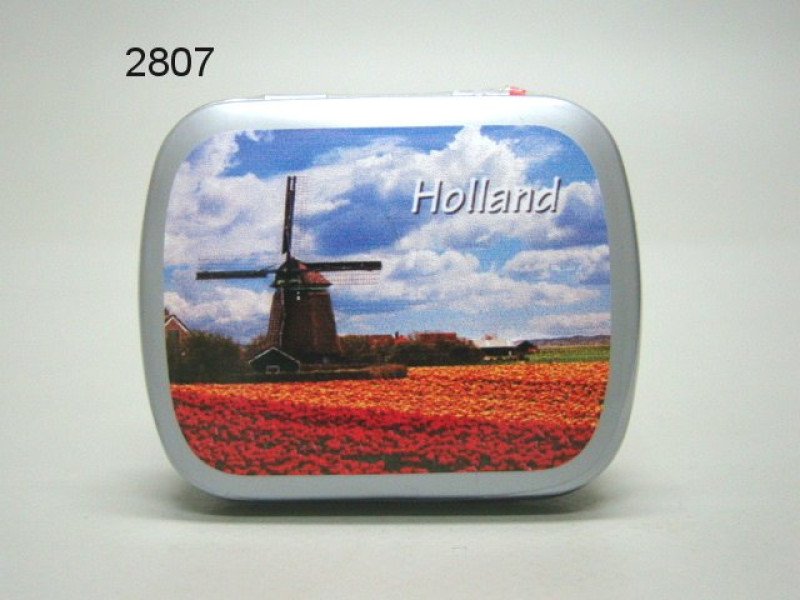 Holland bollenveld, blikje met pepermunt