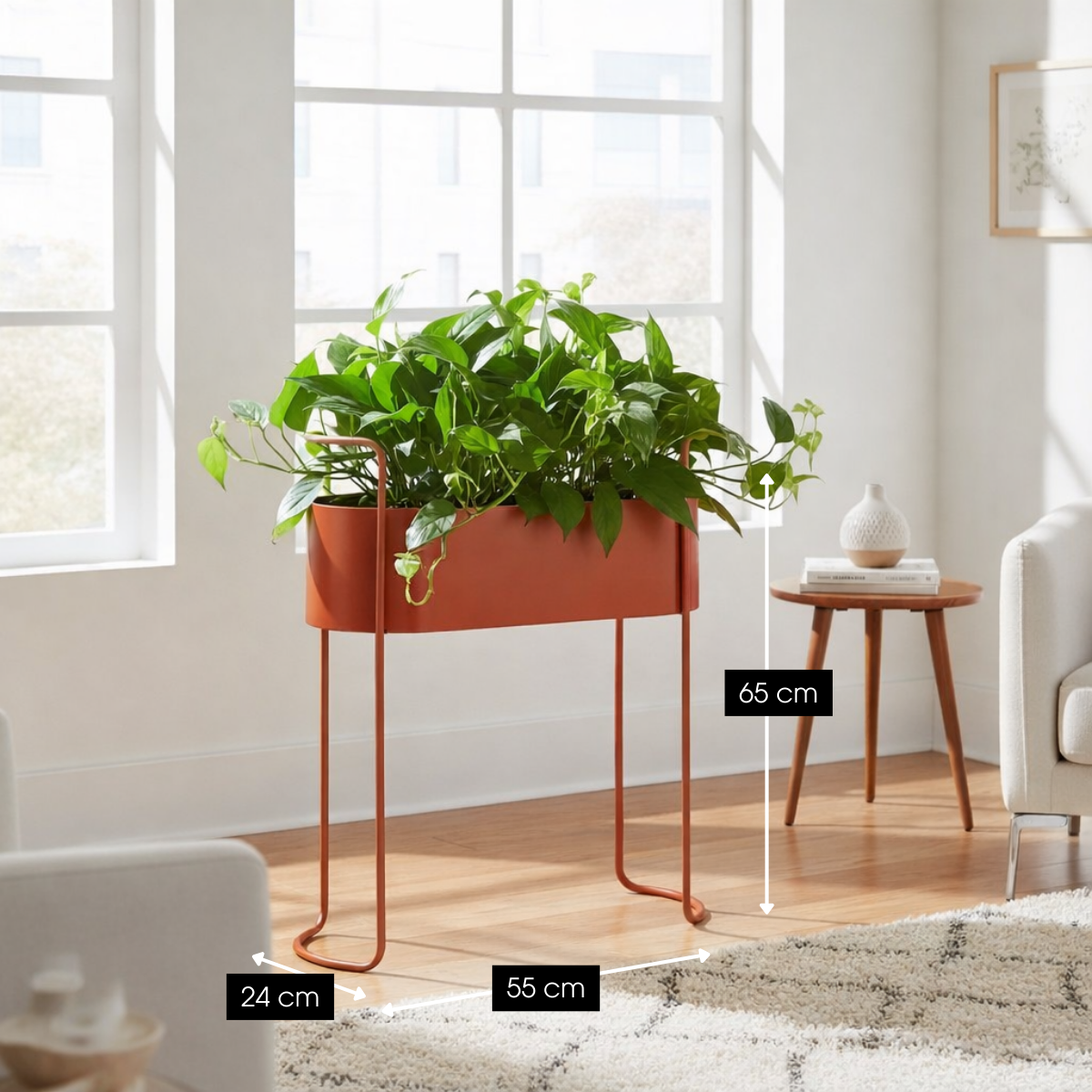 Moritz plantenbak op standaard, rood, 55 × 24 × 65 cm