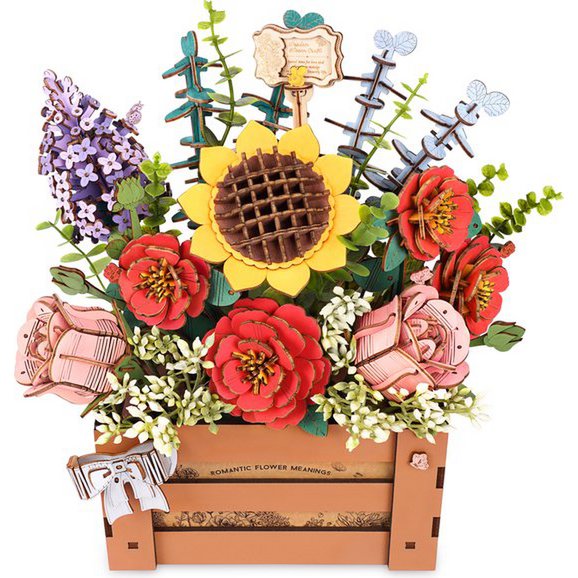 DIY houten bloemenbox, 3D bouwpakket met 658 onderdelen, 28 x 14 x 28cm