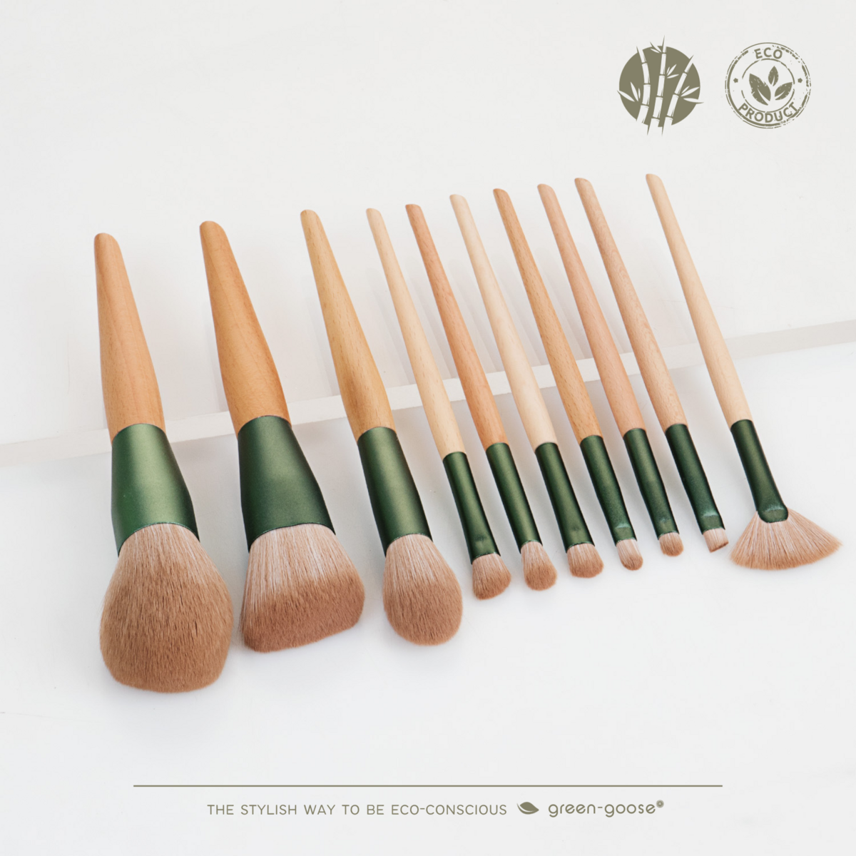 Make-up kwastenset, 10 stuks met suède opberghoes