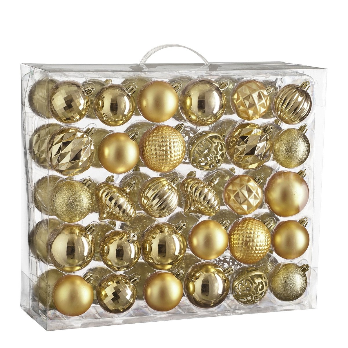 Goudkleurige kerstballen set, onbreekbaar, 60 stuks Ø 7 cm
