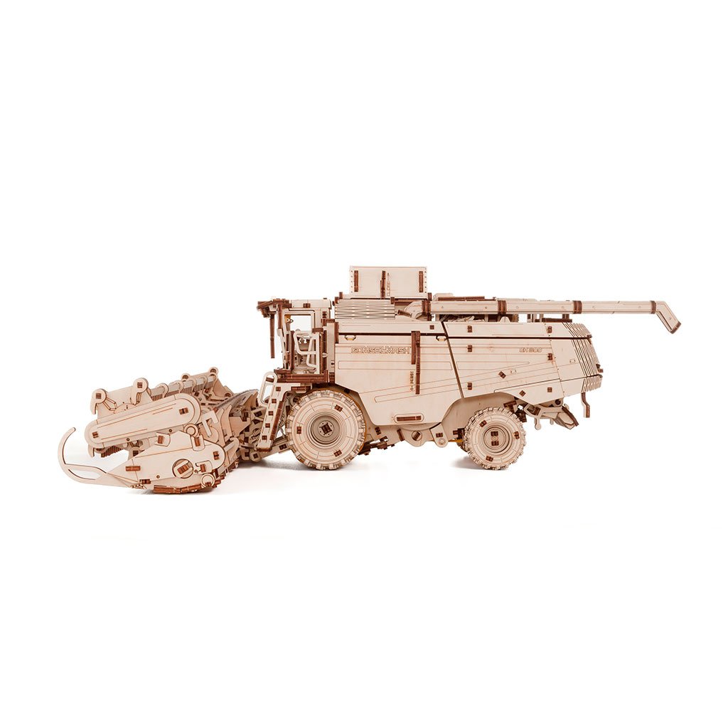 3D mechanische houten puzzel graan combine harvester, 52,7 × 45,8 × 18,7 cm – 864 stukjes