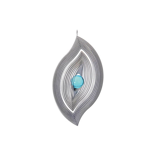 Windspinner BlinQ Art Bladvorm met golf RVS 234 mm met glaskogel