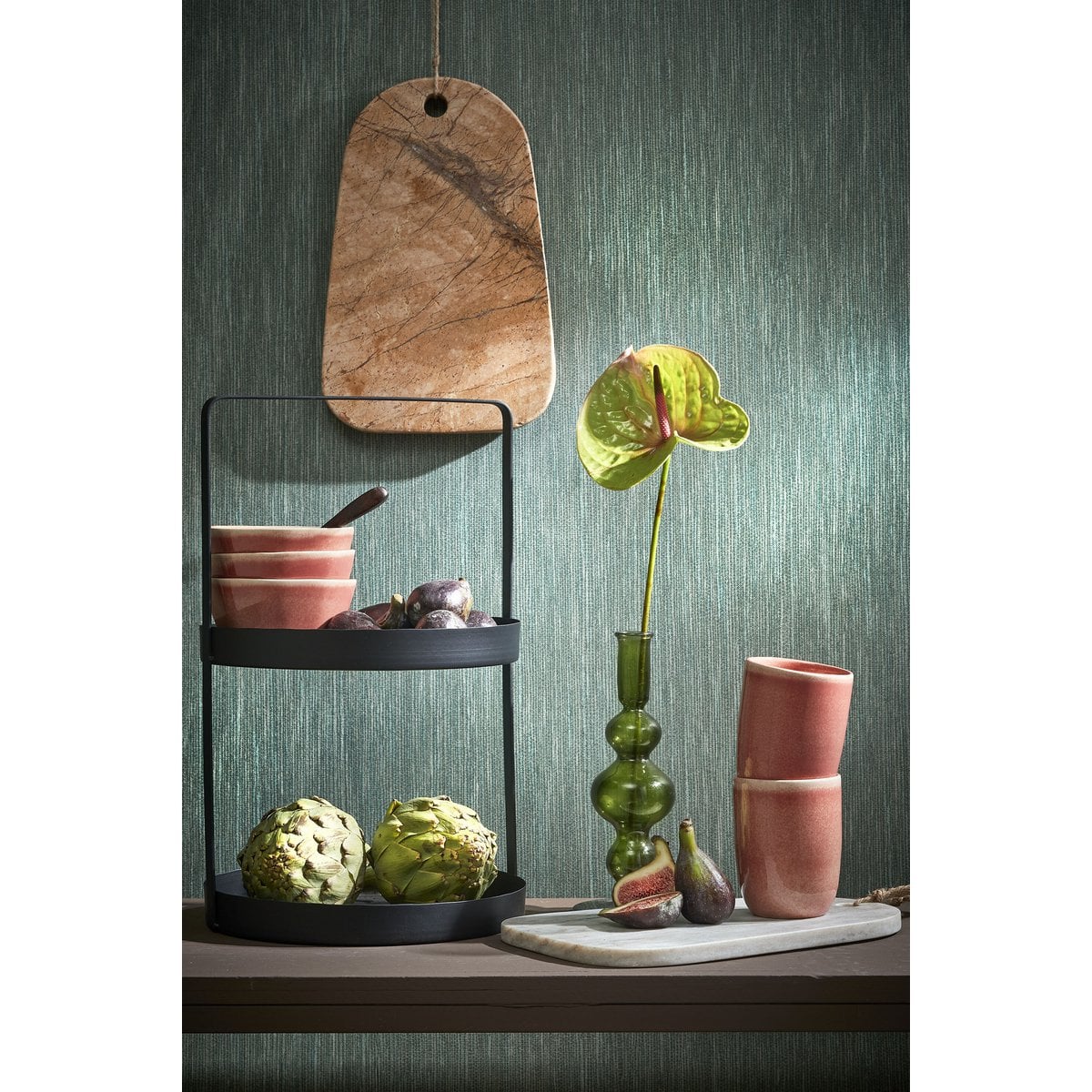 Mica Decorations Etagère – 2-laags Zwart Metaal (H41 x Ø25 cm)