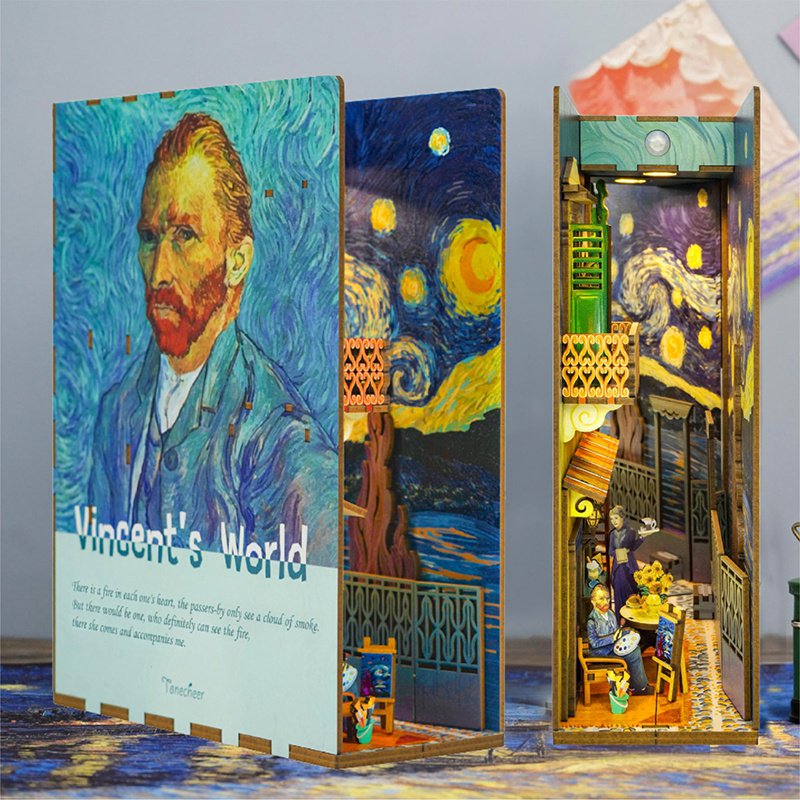 DIY book nook Vincent’s world bookend, 24,5 cm