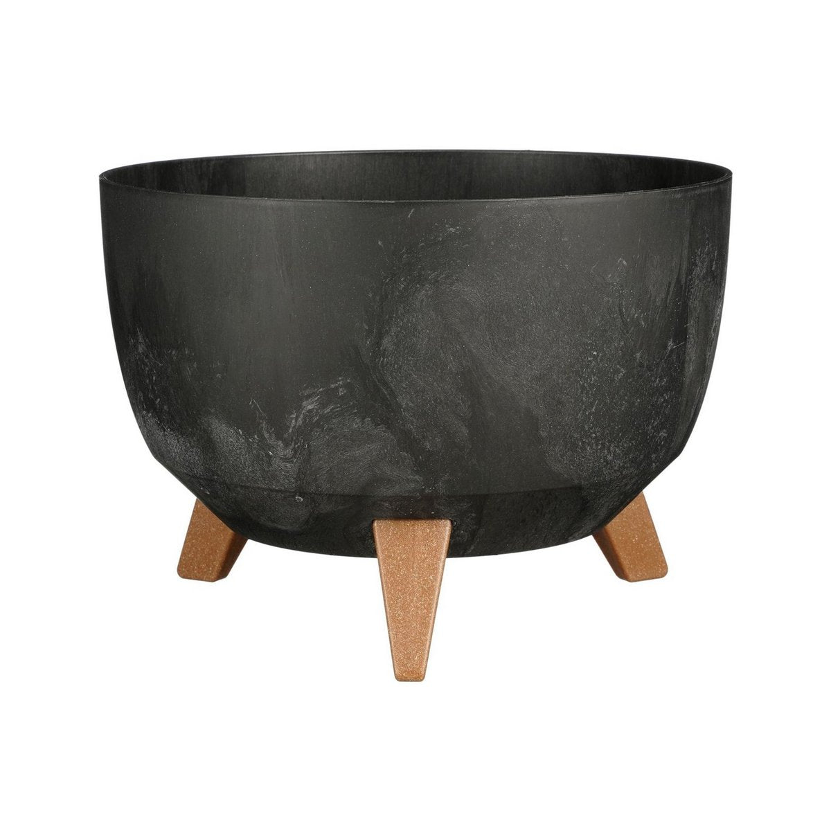 Doppio plantenbak voor buiten, zwart cementlook, Ø 33 × 18,5 cm