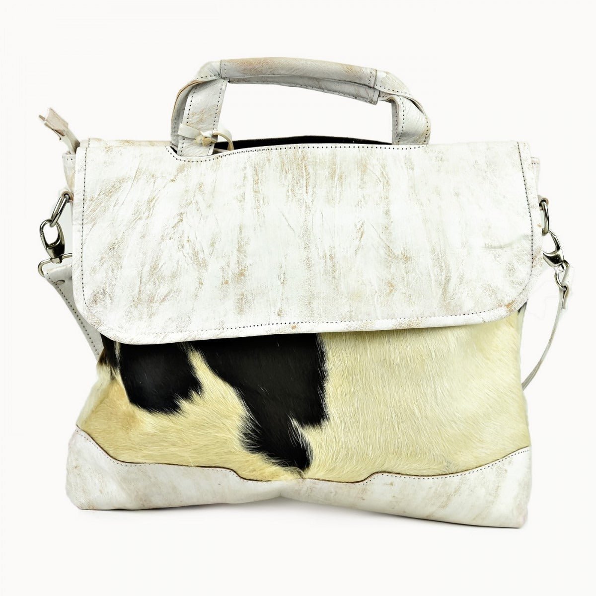Rana leren tas met koeienvacht, 41 × 6 × 31 cm