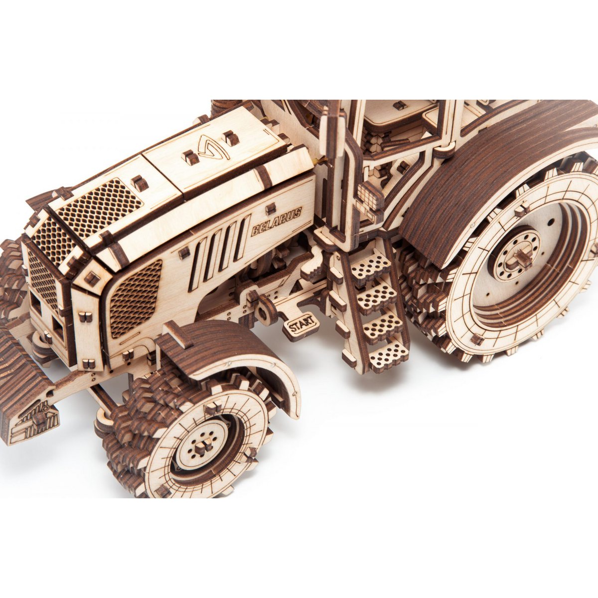DIY houten mechanische puzzel tractor Belarus, 28,2 x 13,6 x 17,5 cm