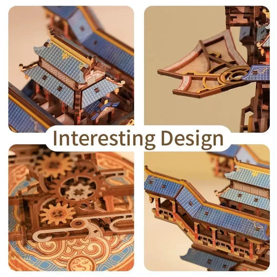 DIY 3D houten mechanische puzzel Wind Voyager, 39 x 18,7 x 24,6 cm