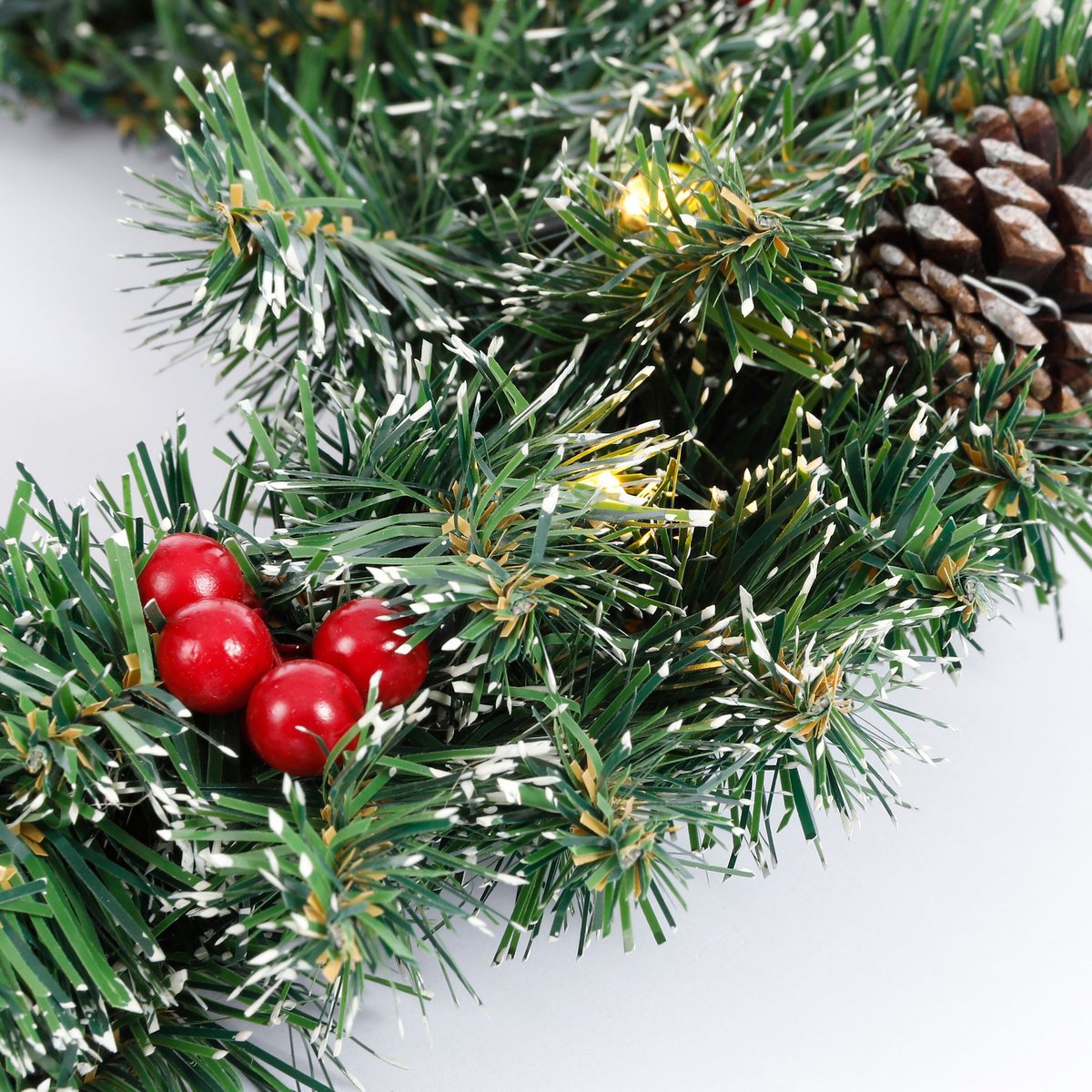 Creston kerstkrans met rijp-effect en verlichting, Ø 60 cm