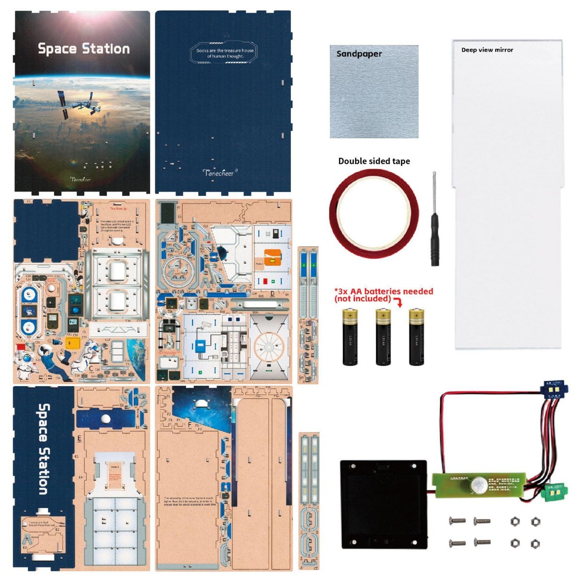 DIY book nook space station bookend, 24,5 cm
